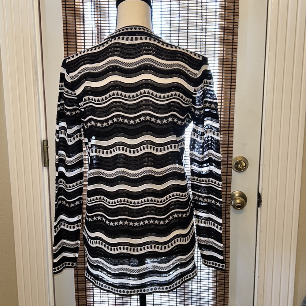 Missoni Open Front Cardigan Black/White Stars & Stripes Pattern Sz 40-Small EUC - Picture 2 of 5